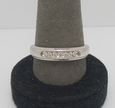 MENS 1/5CT NATURAL DIAMOND WEDDING BAND BRIDAL RING 10K WHITE GOLD