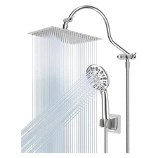 Hibbent 12'' All Metal High Pressure Rainfall Shower Head/Handheld Combo, Chrome