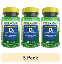 Spring Valley Vitamin D3 5000 IU 250 Softgels x3 Bone Immune