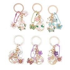 Cute Enamel Garland Bunny Keychain Women Butterfly Key Ring Pendants Jewelry