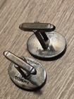 Vintage Men's Sterling Silver Oval Black & Silver Fixed Back Cufflinks — photo 3