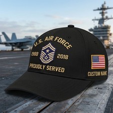 Custom Name US Air Force Veteran Embroidered Hat Proudly Cap
