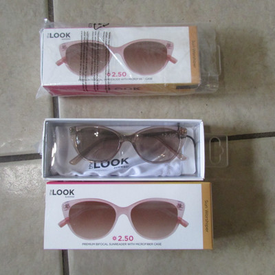 2 Pairs Look Eyewear Premium Bifocal Sunreaders +2.50 Tan Crystal   (RG 1)