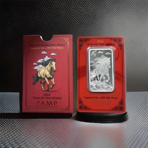 2026 1oz PAMP Silver Year of The Horse Brand New Bullion Bar In Card In Sleeve