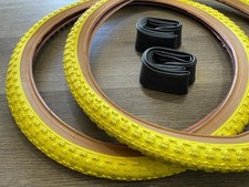 PAIR of 20" BMX Bicycle COMP3 Yellow Gumwall MX3 Tires  Tubes 20X1.75