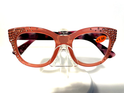 NEW JIMMY CRYSTAL WOMENS READING GLASSES  1.50 PINK  SWAROVSKI
