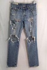 Abercrombie Fitch Classic Straight Distressed Mens Jeans Blue 30x32 Button Fly