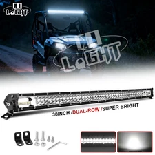 Dual Row 38inch LED Light Bar Spot Flood Combo For Polaris Can am UTV 4WD ATV 40