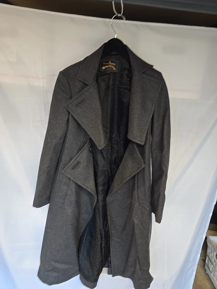 Vivian Westwood 复古 Tarten 长灰色羊毛大衣现代朋克新浪潮尺寸 42 意大利 — 第 2/4 张图片