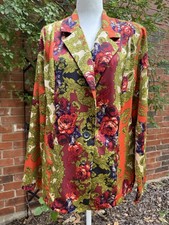 Vintage 1980s Lightweight, Oversized, Silky Floral Blazer Size XL