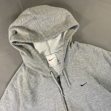 Vintage Nike Full Zip Hoodie Size Medium White Tag USA Made Gray Swoosh