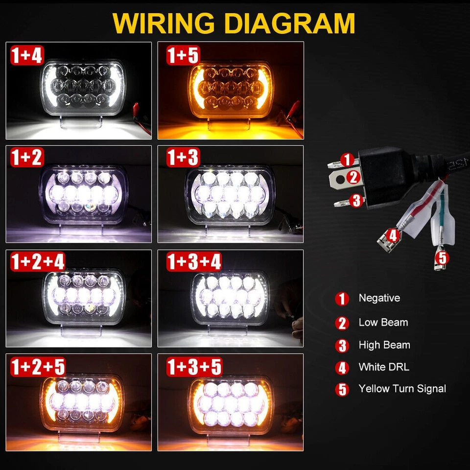 2PCS For Ford F600 F650 F700 F750 Super Duty 7x6" 105W Led Headlights Hi-Lo DRL - Image 4 of 4