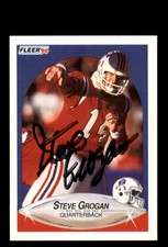 Signed Football Card Auto Steve Grogan 1990 Fleer #319 New England Patriots