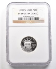 2008-W $25 American Platinum Eagle 1/4 Oz 0.25 Oz Platinum PF70 UCAM NGC *6464 2945.72 per troy oz