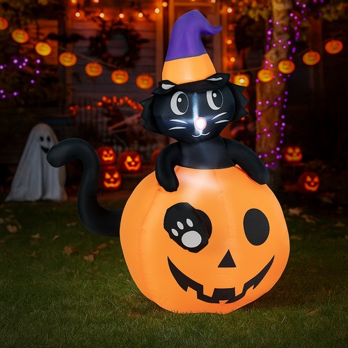 Combo decoración inflable de calabaza y gato Hivvago Halloween patio 5 pies - Imagen 2 de 3