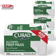 CURAD Alcohol Prep Pads Pack of 4 Boxes  400 Pieces of Medium Isopropyl Wipes