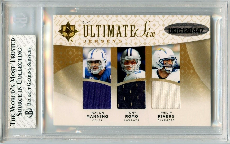 2009 Ultimate Six TOM BRADY MANNING ROETHLISBERGER GOLD Jersey /25 BGS 8 💎 🔥 - Image 2 of 2