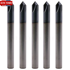 5Pcs 1/4" 4 Flute 90 Degree Carbide Chamfer Mills - Single End - AlTiN Coated