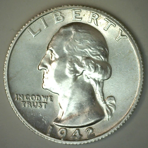 BU 1942 S Washington Silver Quarter 25c US Coin Uncirculated San Francisco