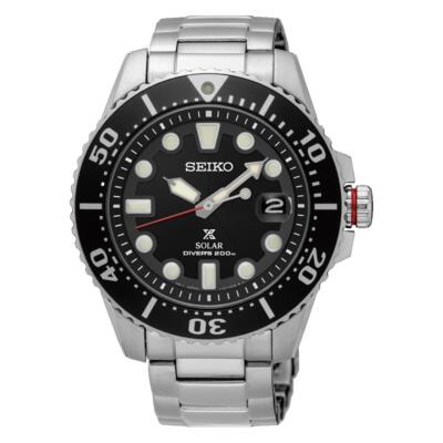 New Watch Seiko Prospex SNE551P1 Solar Diver Black Dial 20 ATM Watch Men