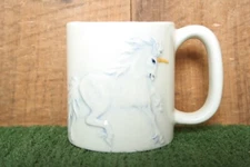 Vintage Byron Molds ©1982 Off White Porcelain 3D Unicorn Coffee Cup Mug