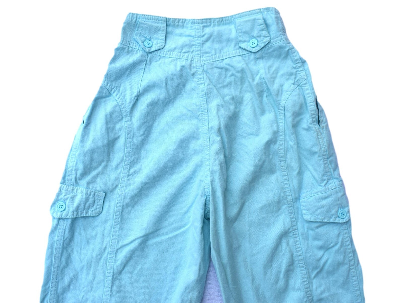 Womens Trousers Vintage 90s Italian Sky Blue Cotton Cargo Style Retro 6 image 3