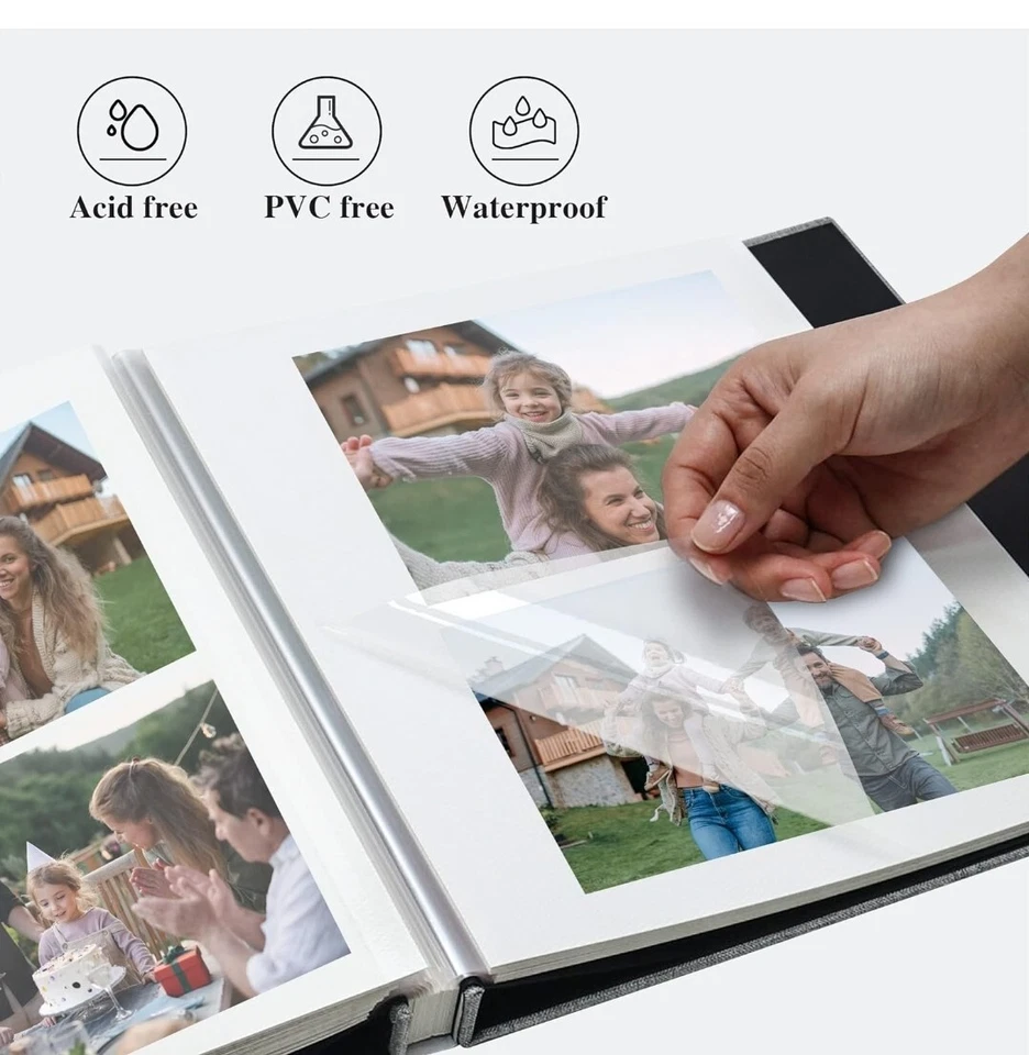 Álbum de fotos grande autoadhesivo para fotos 4X6 8X10 álbum de recortes de lino hágalo usted mismo Foto 4 de 4