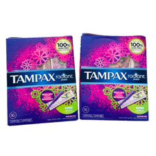 Tampax Radiant Super Plastic Super Absorbent Tampons, Unscented, Lot of 2