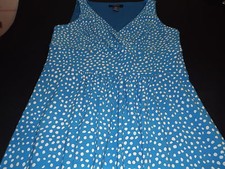 RALPH LAUREN CHAPS SLEEVELESS DRESS TURQUOISE WITH WHITE POLKA DOTS SZ XS