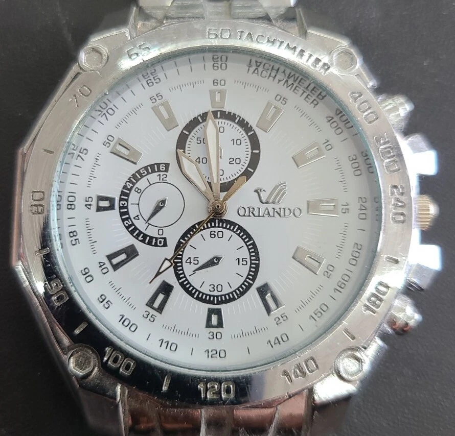 ORLANDO Z 410 WATCH QUARTZ TACHYMETER WHITE FACE eBay