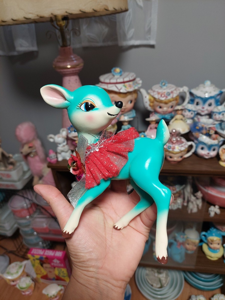 Hobby Lobby Turquoise Aqua Deer Figurine Christmas Retro Nostalgia