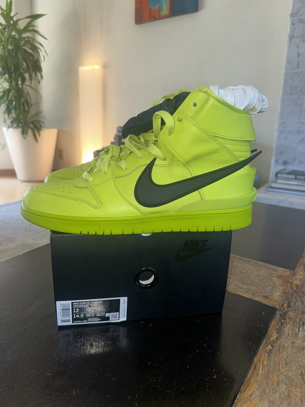 OFF WHITE X NIKE ?Nike x AMBUSH Dunk High Atomic Green Flash Lime Volt 13M come Off White Jordan