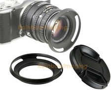 49mm Metal Slim Low Profile Curved Tilted Vented Wide Angle Lens Hood Lense Cap