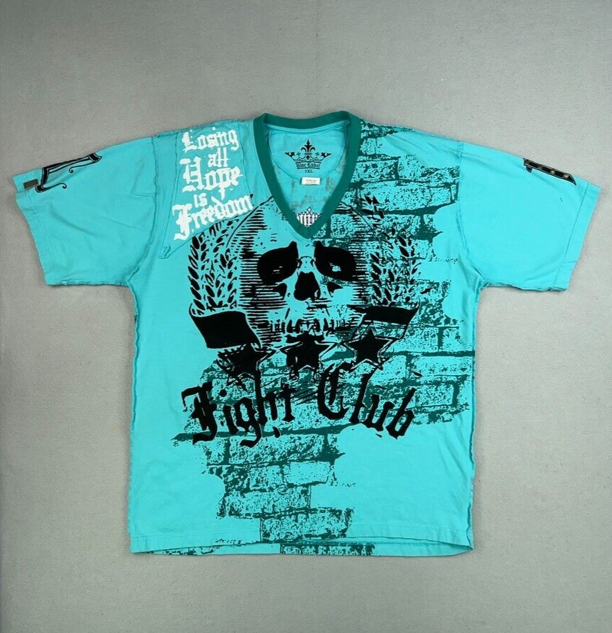 Blac Label Fight Club Cyber Goth Streetwear Shirt Adult 2XL Blue Y2K EMO