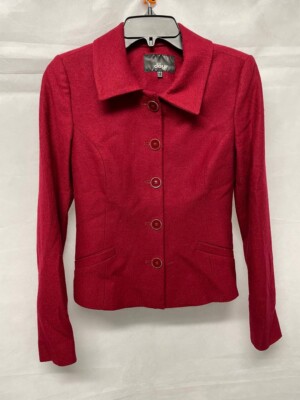 Dayi Butik Women's Wool Blend Jacket & Pencil Skirt Set Sz 6  Red