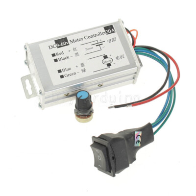12V 24V Max 20A PWM DC Motor Stepless Variable Speed Control Controller Switch F
