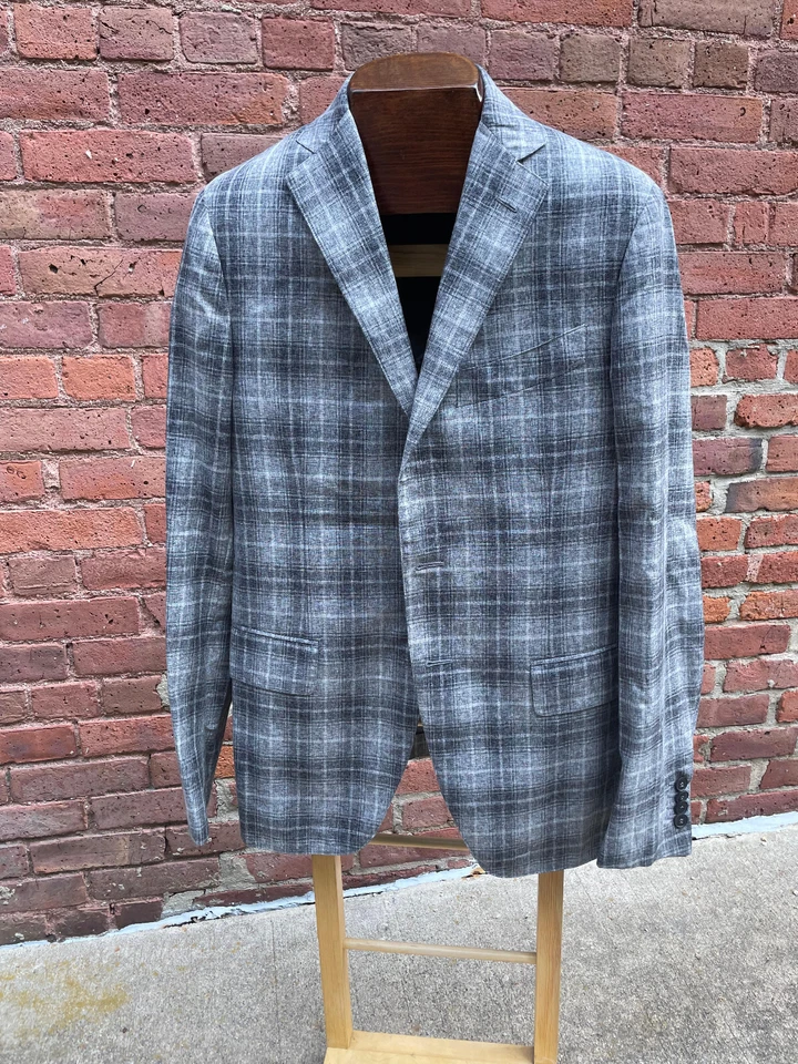 Traje EIDOS Napoli No Estructurado Seda Algodón Cuadros Italia 38R con Percha Foto 4 de 4