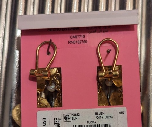 Orecchini Kate Spade Flora Statement perle rosa esauriti nuovi con etichette - Foto 5 di 5