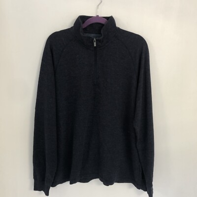 L.L.BEAN Slightly Fitted Men Grey Mock Neck 1/4 Zip Long Sleeve Sweater L