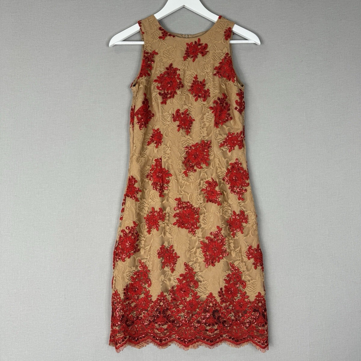 Dress The Population Womens Dress Medium Red Jenna Embroidered Cocktail  Holiday