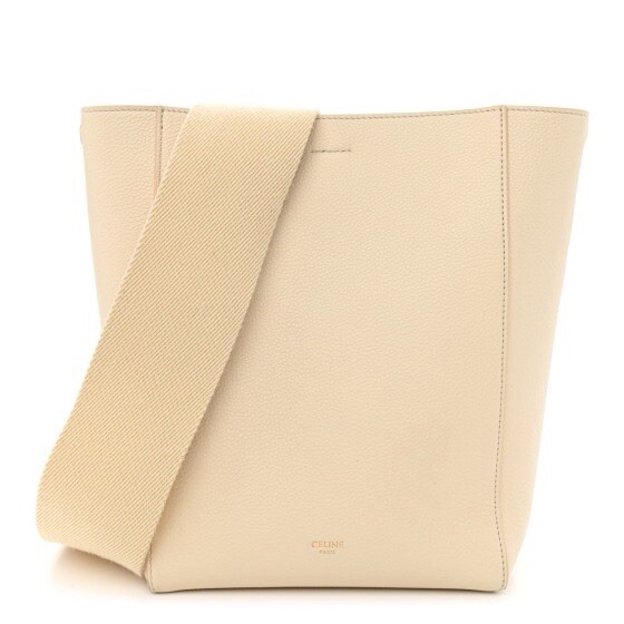 CÉLINE Soft Grained Calfskin Small Sangle Bucket Bag 'vanilla