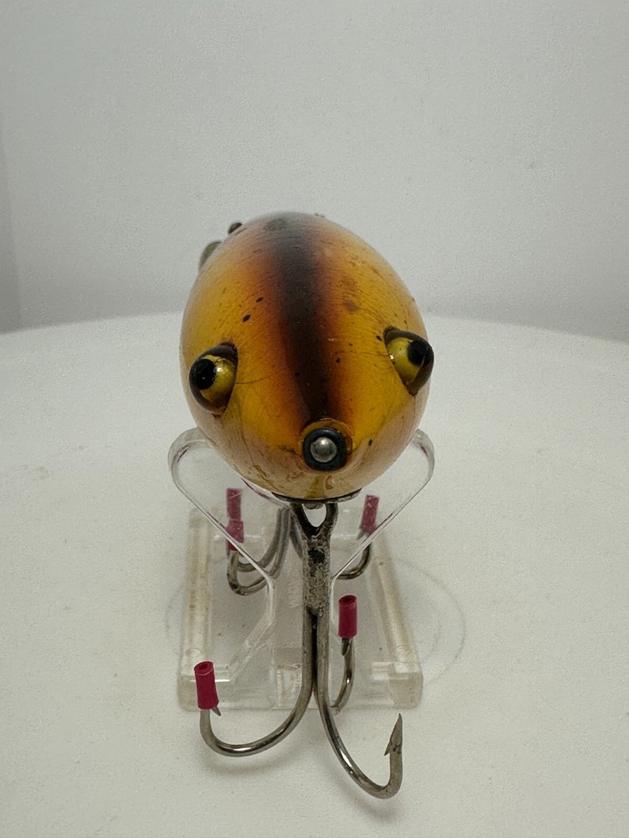 Vintage Heddon Dowagiac Wood Fishing Lure Wiggler Crab Glass Eyes