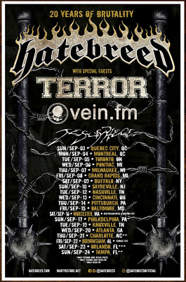 HATEBREED | TERROR Tour 2023 Ltd Ed RARE Poster +BONUS Hardcore