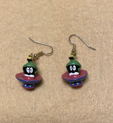 Looney Toons Marvin The Martian drop dangle earrings. TM WB. 1-1/2  drop