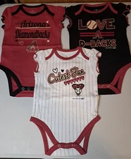 Arizona Diamondbacks Girls Newborn & Infant Red/Black/White 3Pk Bodysuit Set MLB