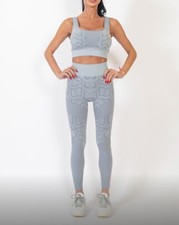 Women  s Grey Leopard Print Workout Set