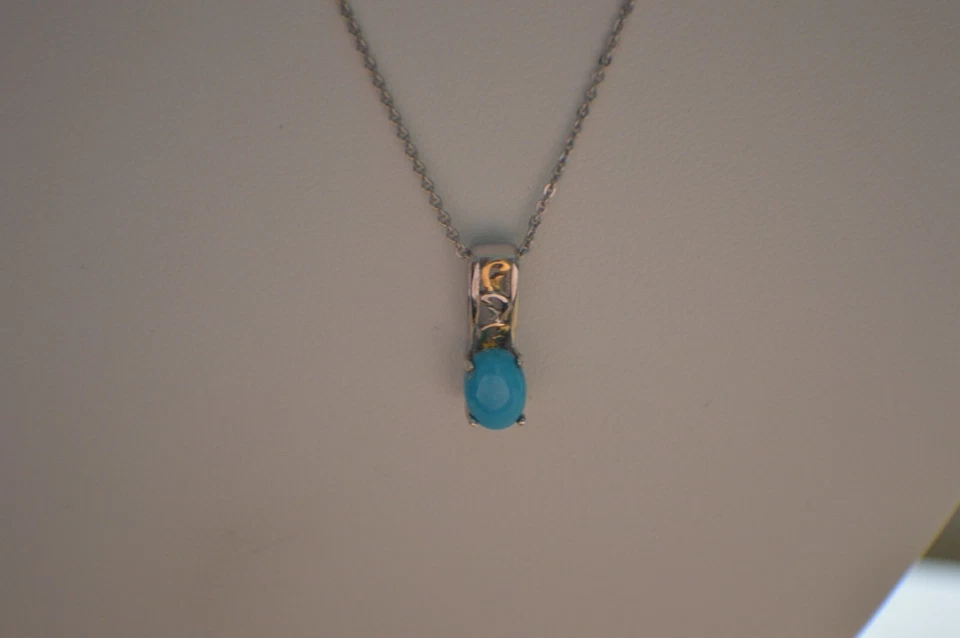 0,70 quilates AZ Bella Durmiente Turquesa con Cadena de 20" Platino sobre Plata Fina Foto 3 de 4