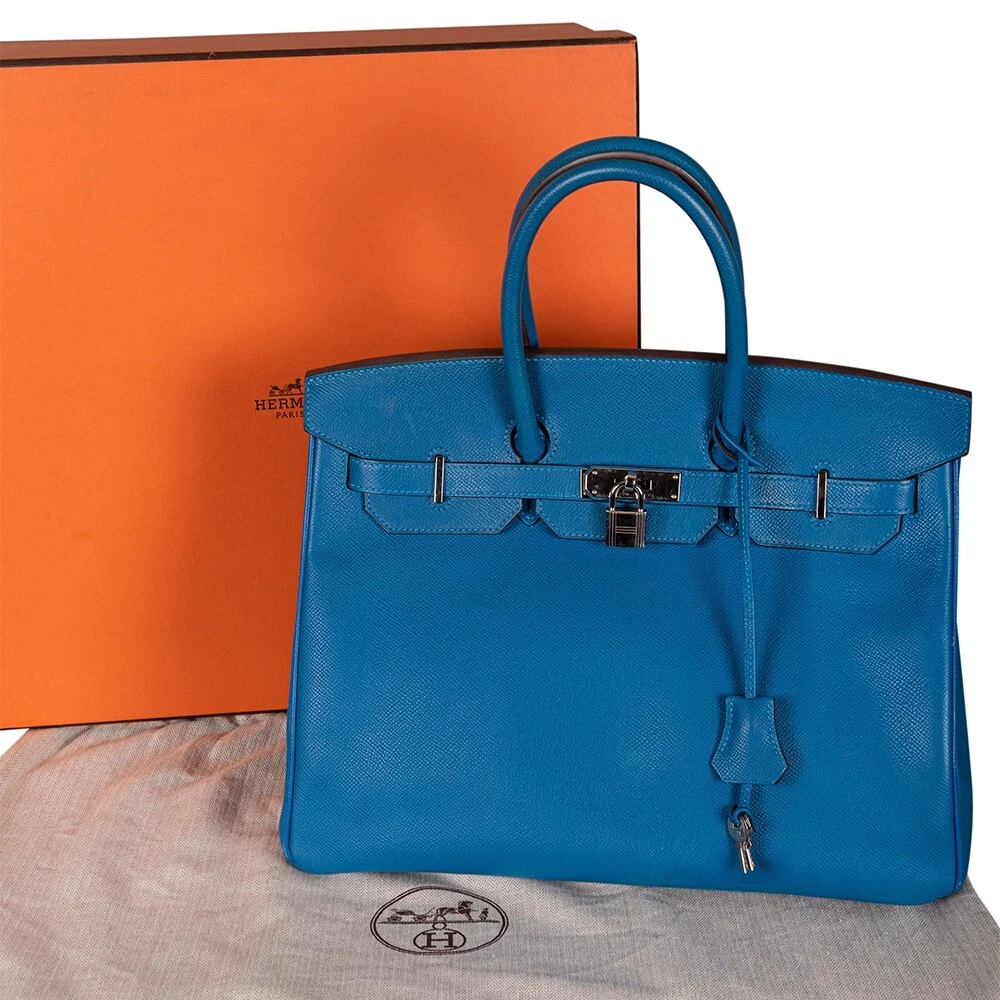 Hermes Birkin bag 35 Blue glacier Togo leather Silver hardware