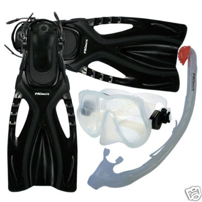 Devil Snorkeling Frameless Dive Mask Dry Snorkel Fins Flippers Dive ...
