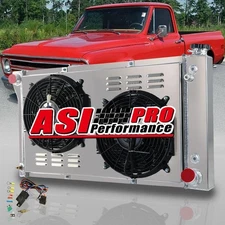 4 Row Radiator+Shroud Fan For 1967~1972 1968 GMC Chevy C/K 10 20 30 Pickup Truck